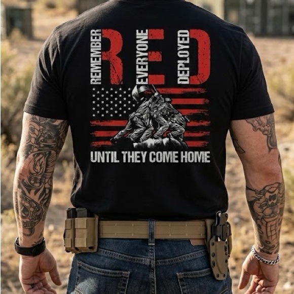 Other - Remember Everyone Deployed Black Graphic T-Shirt Military Pride
